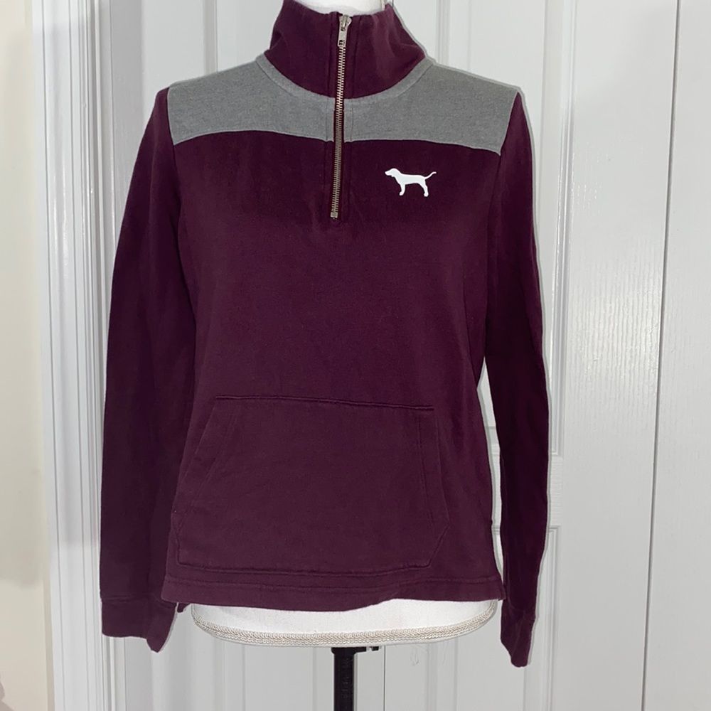 PINK 3/4 zip Sweatshirt size Small - Picture 1 of 8